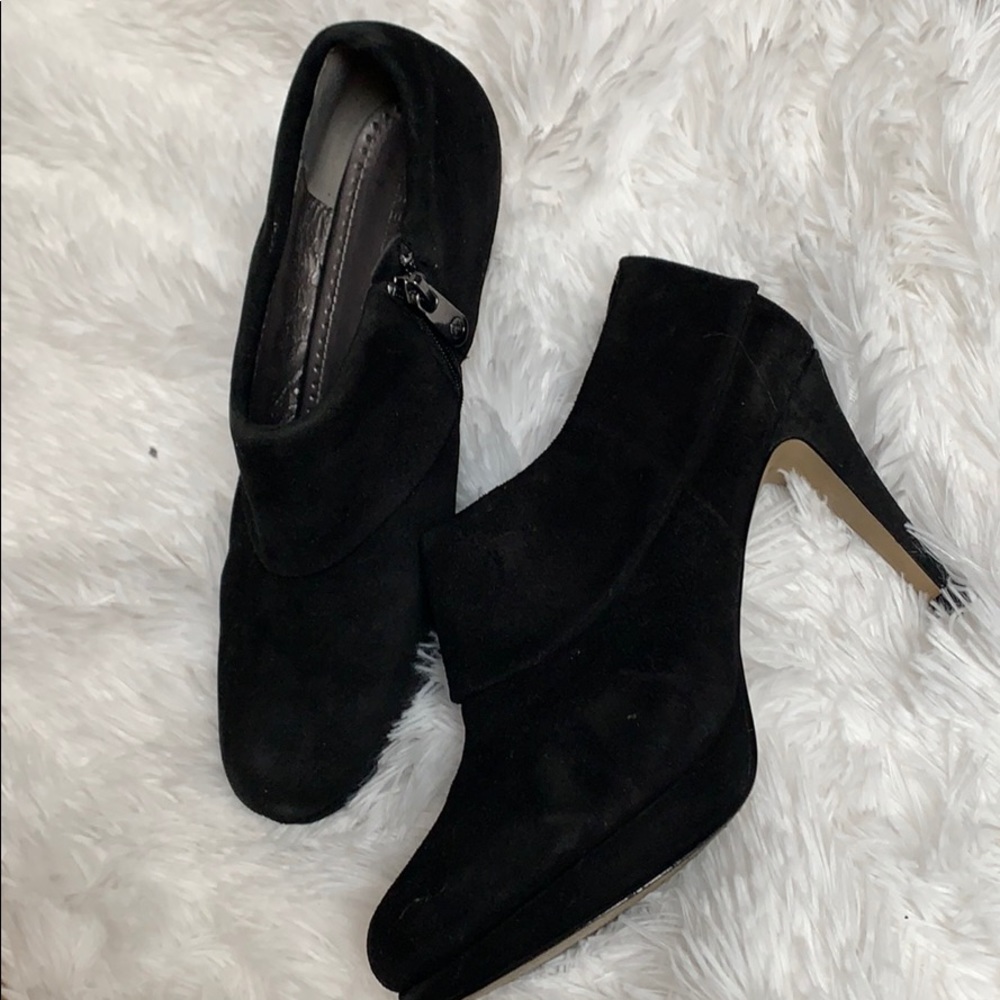 Black sued ankle booties